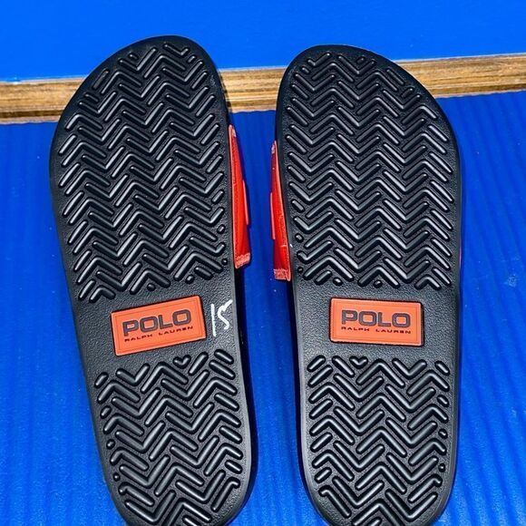 Size 11- POLO RALPH LAUREN RED BLACK NEOPRENE SLIDE SLIDES SANDALS FLIP FLOPS - Picture 7 of 7